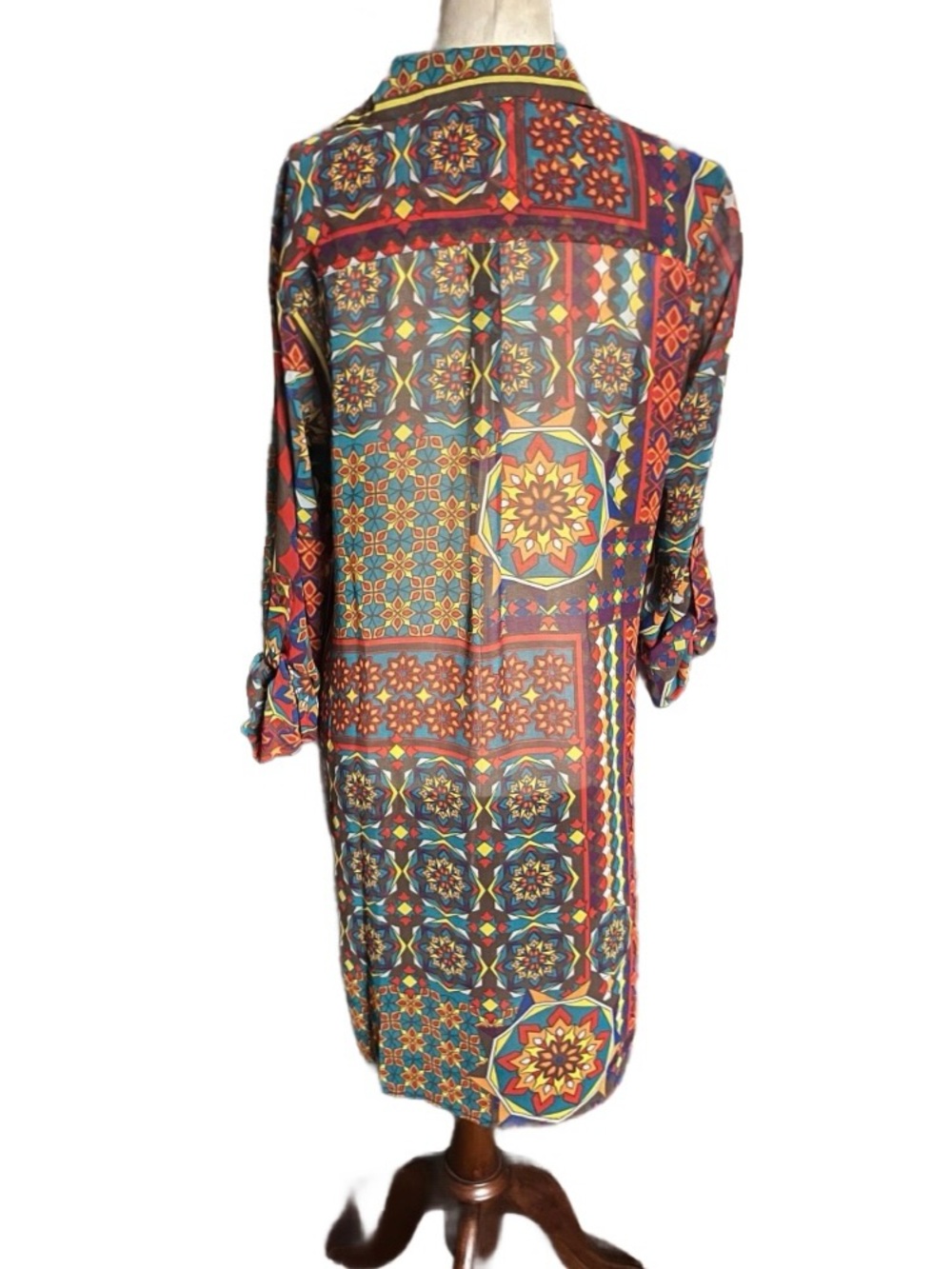 Multiples ~ Medium ~ Vintage ~ Mandala Design ~ Fall Colors ~ Tunic Blouse - Picture 3 of 16